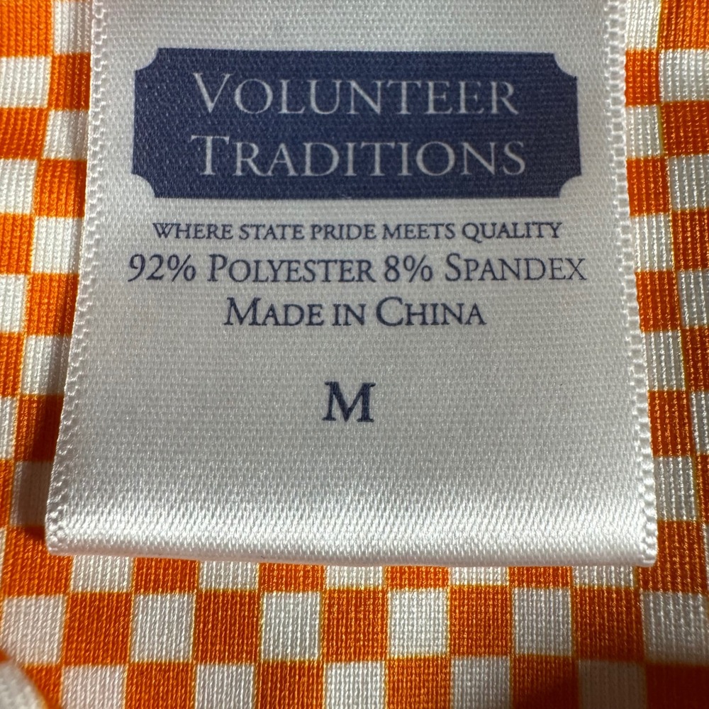 Vol Traditions Polo Men M Orange Checkered Performance Tennessee Smokey Logo - Picture 5 of 11